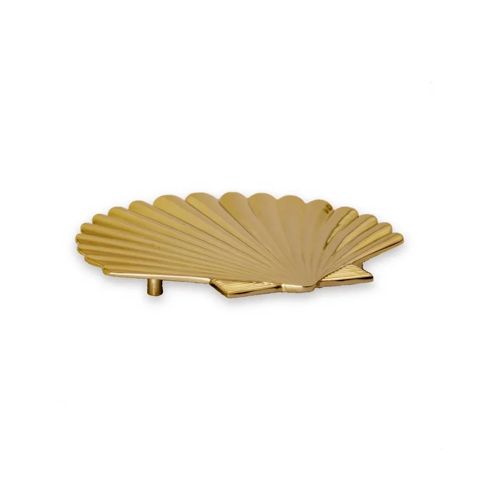 Art Deco Seashell Metal Trivet / Dish Stand in Gold - Picture 5 of 6